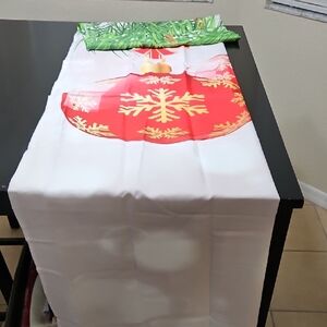 Festive Red and White Ribbons And Ornaments  Shower Curtain